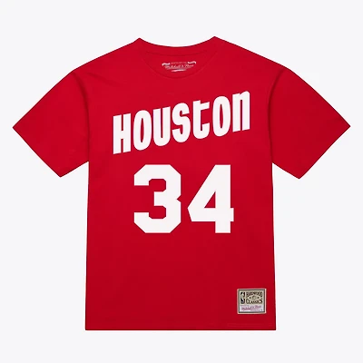 Unisex Mitchell Ness Hakeem Olajuwon Houston Rockets Hardwood Classics Name Number T-Shirt