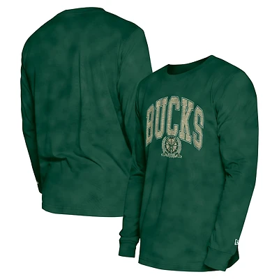 Unisex New Era Hunter Milwaukee Bucks Oversized Essentials Enzyme Wash Long Sleeve T-Shirt