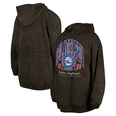 Unisex New Era Philadelphia 76ers Oversized Essentials Pigment Wash Fleece Pullover Hoodie