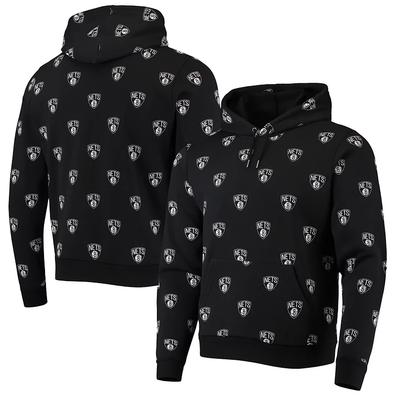 Unisex The Wild Collective Brooklyn Nets Allover Logo Pullover Hoodie