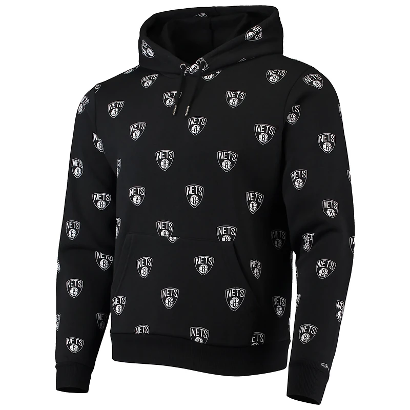 Unisex The Wild Collective Brooklyn Nets Allover Logo Pullover Hoodie