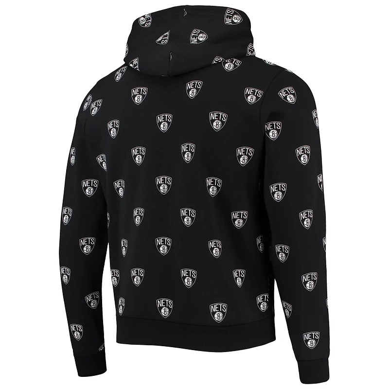 Unisex The Wild Collective Brooklyn Nets Allover Logo Pullover Hoodie