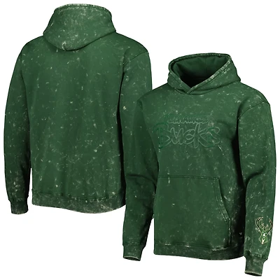 Unisex The Wild Collective Hunter Milwaukee Bucks Tonal Acid Wash Pullover Hoodie