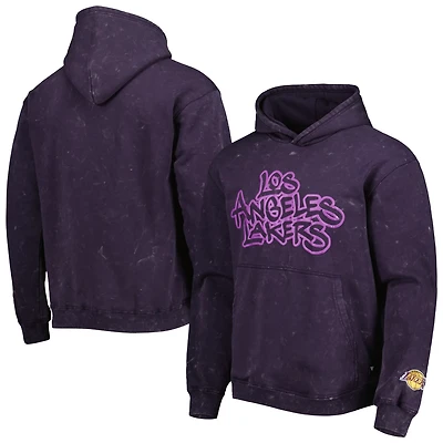 Unisex The Wild Collective Los Angeles Lakers Tonal Acid Wash Pullover Hoodie