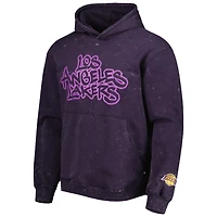 Unisex The Wild Collective Los Angeles Lakers Tonal Acid Wash Pullover Hoodie