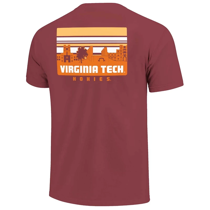 Virginia Tech Hokies Striped Campus Skyline T-Shirt