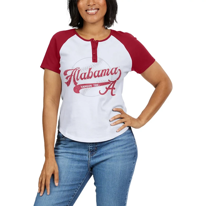 WEAR by Erin Andrews Alabama Crimson Tide Baseball Logo Raglan Henley T-Shirt