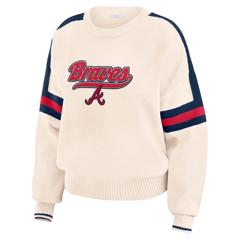 WEAR by Erin Andrews Atlanta Braves Stripe Pullover Sweater