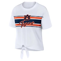 WEAR by Erin Andrews Auburn Tigers Striped Front Knot Cropped T-Shirt