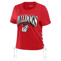 WEAR by Erin Andrews Georgia Bulldogs Side Lace-Up Modest Crop T-Shirt