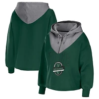 WEAR by Erin Andrews Hunter Milwaukee Bucks Pieced Quarter-Zip Hoodie Jacket