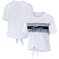 WEAR by Erin Andrews Jackson State Tigers Striped Front Knot Cropped T-Shirt