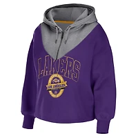 WEAR by Erin Andrews Los Angeles Lakers Pieced Quarter-Zip Hoodie Jacket