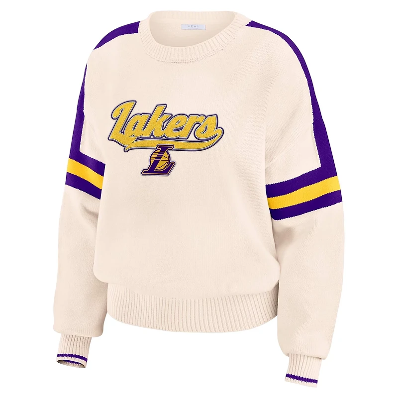 WEAR by Erin Andrews Los Angeles Lakers Stripe Pullover Sweater