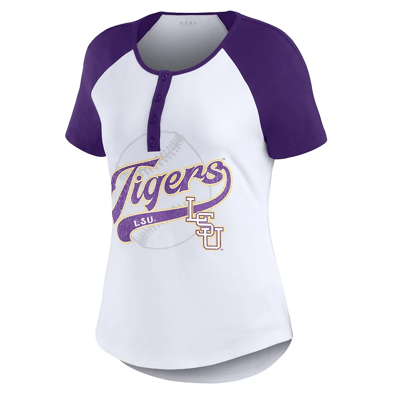WEAR by Erin Andrews LSU Tigers Baseball Logo Raglan Henley T-Shirt
