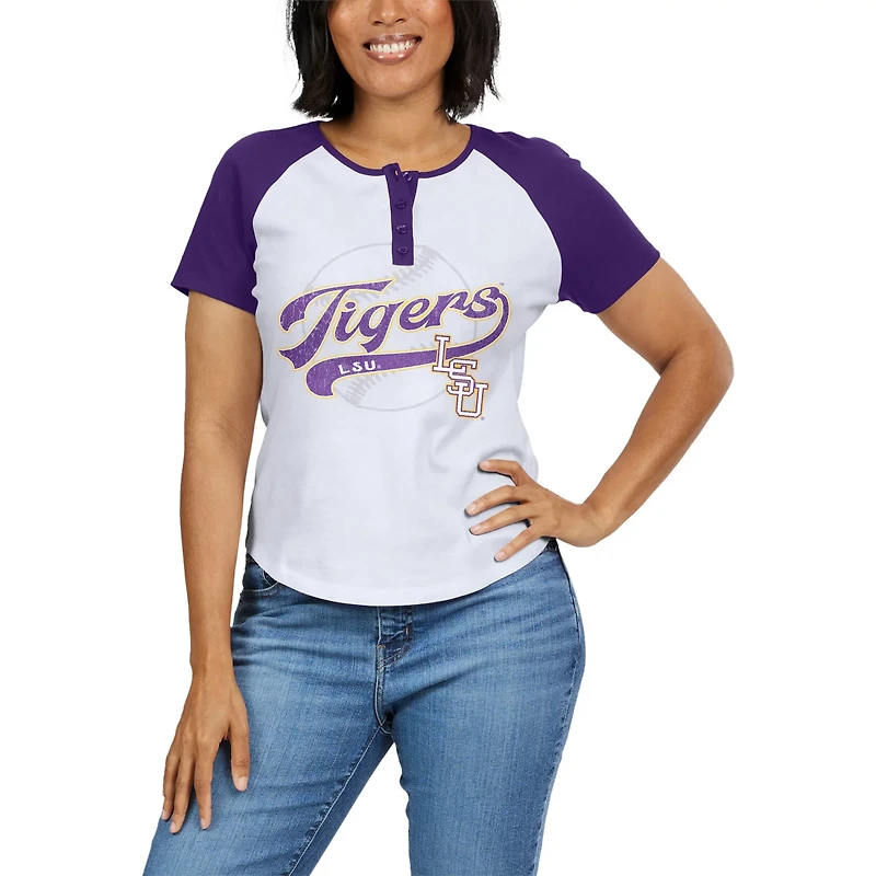 WEAR by Erin Andrews LSU Tigers Baseball Logo Raglan Henley T-Shirt