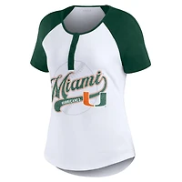 WEAR by Erin Andrews Miami Hurricanes Baseball Logo Raglan Henley T-Shirt