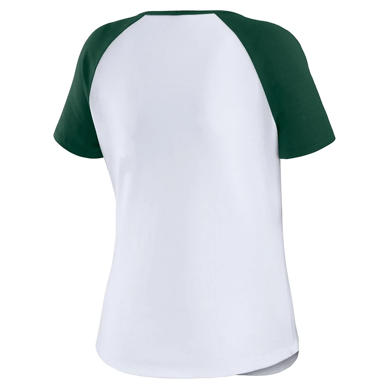 WEAR by Erin Andrews Miami Hurricanes Baseball Logo Raglan Henley T-Shirt