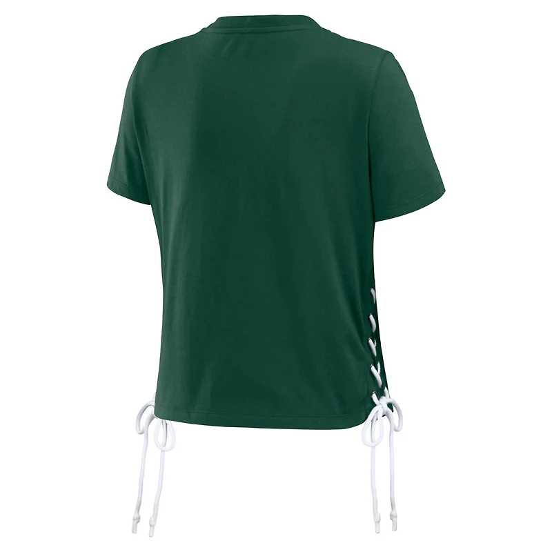 WEAR by Erin Andrews Michigan State Spartans Side Lace-Up Modest Crop T-Shirt