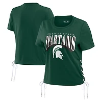 WEAR by Erin Andrews Michigan State Spartans Side Lace-Up Modest Crop T-Shirt