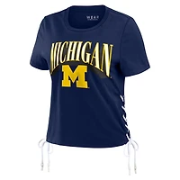 WEAR by Erin Andrews Michigan Wolverines Side Lace-Up Modest Crop T-Shirt