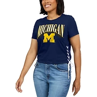 WEAR by Erin Andrews Michigan Wolverines Side Lace-Up Modest Crop T-Shirt