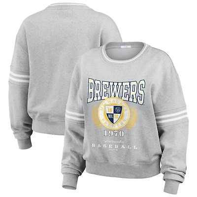 WEAR by Erin Andrews Milwaukee Brewers Domestic Crest Pullover Sweatshirt