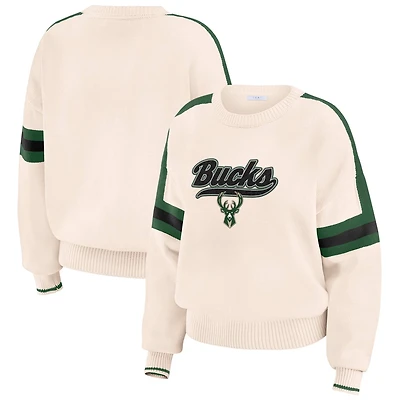 WEAR by Erin Andrews Milwaukee Bucks Stripe Pullover Sweater
