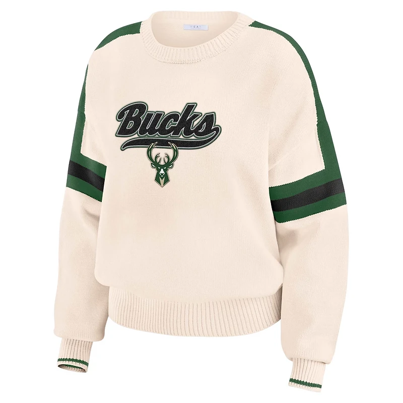 WEAR by Erin Andrews Milwaukee Bucks Stripe Pullover Sweater
