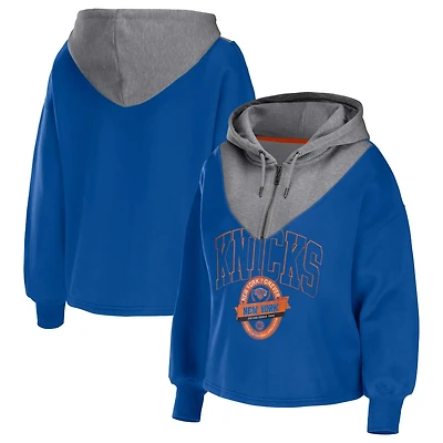 WEAR by Erin Andrews New York Knicks Pieced Quarter-Zip Hoodie Jacket