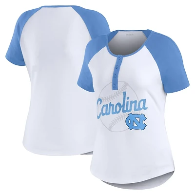 WEAR by Erin Andrews North Carolina Tar Heels Baseball Logo Raglan Henley T-Shirt