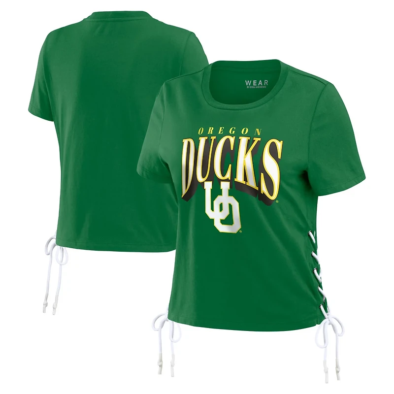 WEAR by Erin Andrews Oregon Ducks Side Lace-Up Modest Crop T-Shirt