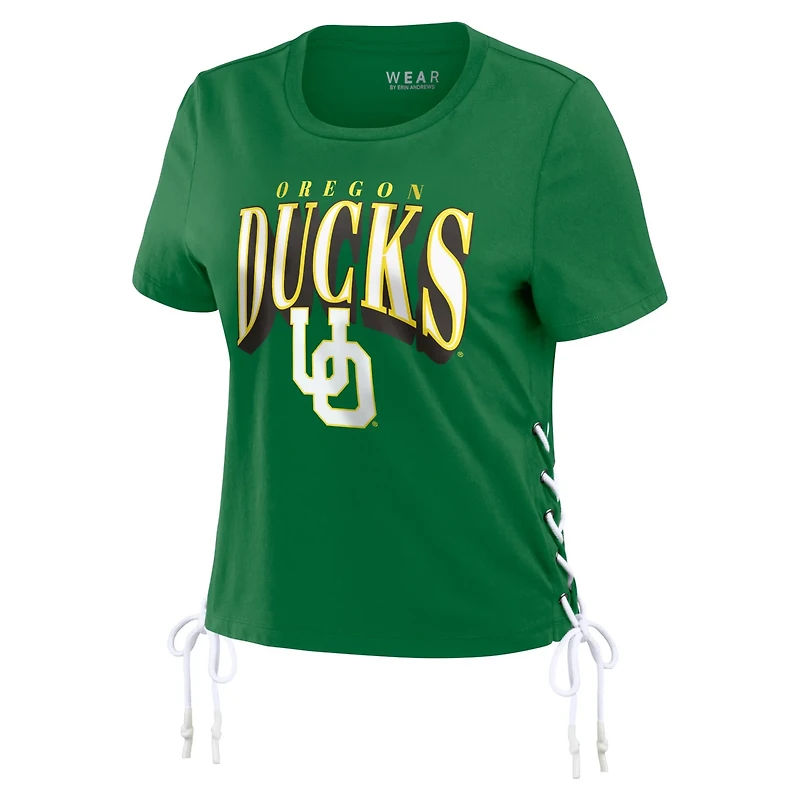 WEAR by Erin Andrews Oregon Ducks Side Lace-Up Modest Crop T-Shirt