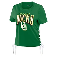 WEAR by Erin Andrews Oregon Ducks Side Lace-Up Modest Crop T-Shirt
