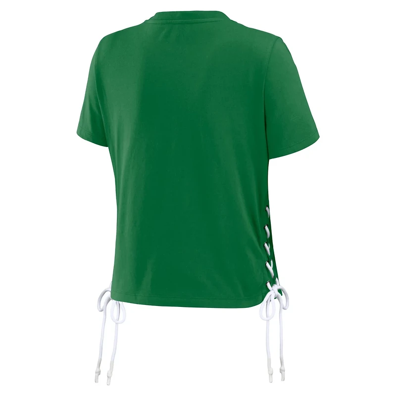 WEAR by Erin Andrews Oregon Ducks Side Lace-Up Modest Crop T-Shirt