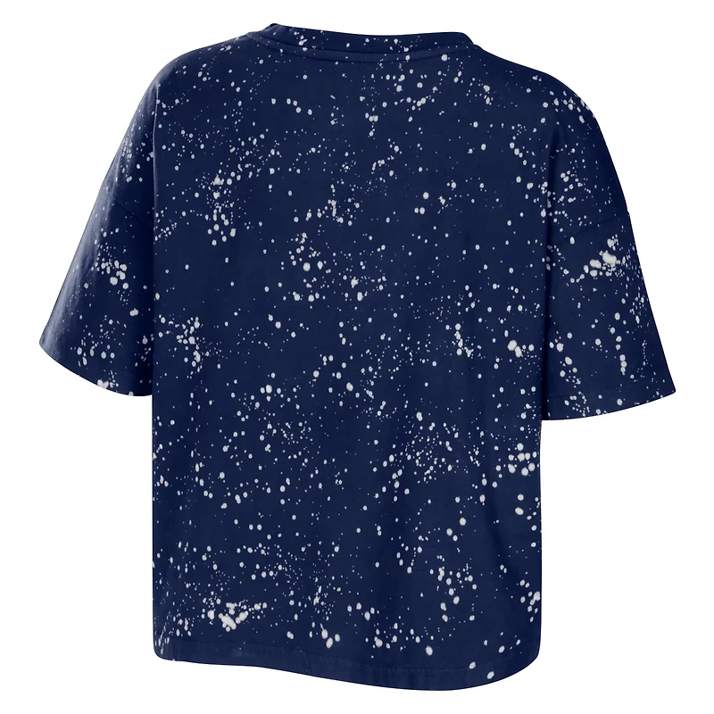 WEAR by Erin Andrews Penn State Nittany Lions Bleach Wash Splatter Cropped Notch Neck T-Shirt
