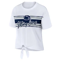 WEAR by Erin Andrews Penn State Nittany Lions Striped Front Knot Cropped T-Shirt