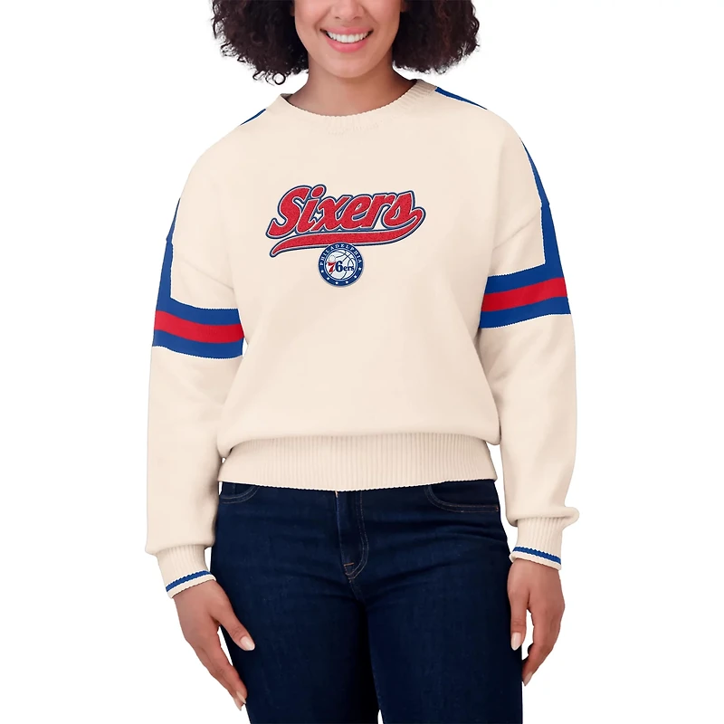 WEAR by Erin Andrews Philadelphia 76ers Stripe Pullover Sweater