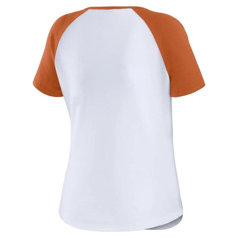 WEAR by Erin Andrews Texas Longhorns Baseball Logo Raglan Henley T-Shirt