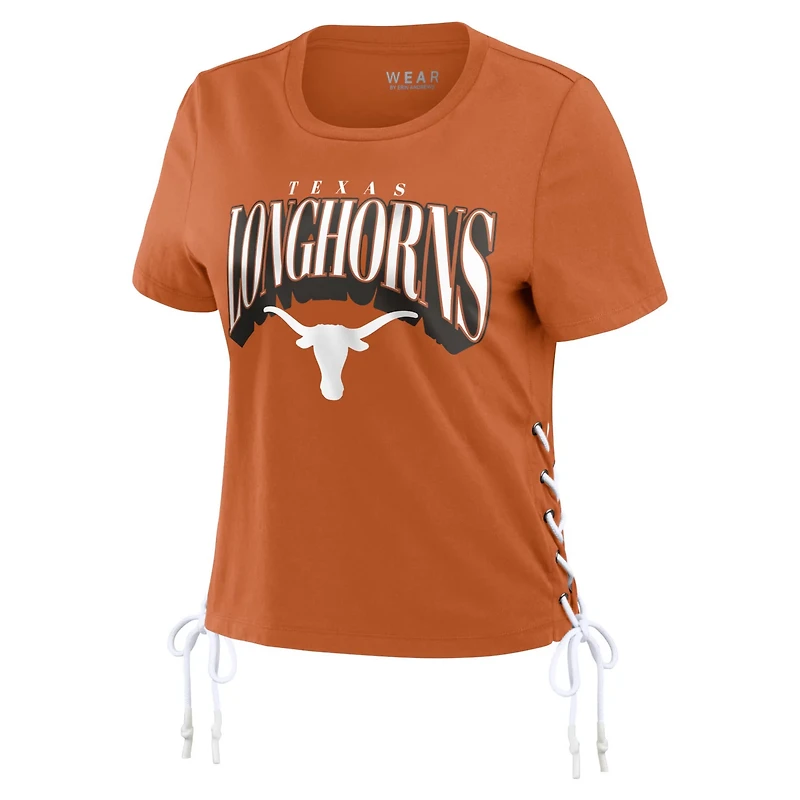 WEAR by Erin Andrews Texas Texas Longhorns Side Lace-Up Modest Crop T-Shirt