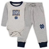 Wes  Willy Heathered Gray/ Notre Dame Fighting Irish Jie Long Sleeve Bodysuit Pants Set