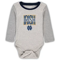 Wes  Willy Heathered Gray/ Notre Dame Fighting Irish Jie Long Sleeve Bodysuit Pants Set