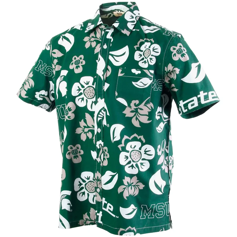 Wes  Willy Michigan State Spartans Floral Button-Up Shirt