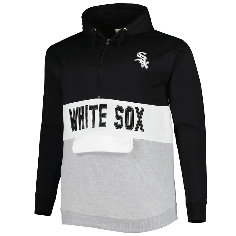 White Chicago Sox Big Tall Fleece Half-Zip Hoodie