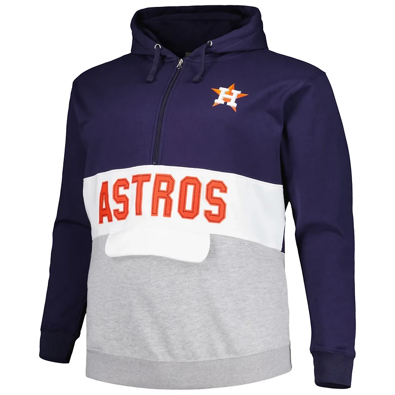 White Houston Astros Big Tall Fleece Half-Zip Hoodie