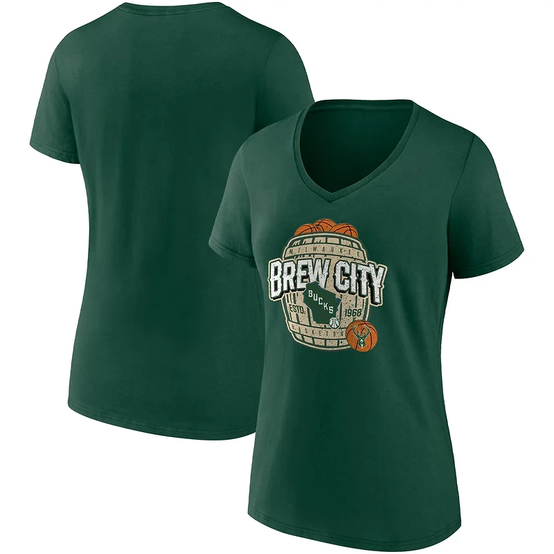Wo Fanatics Hunter Milwaukee Bucks Hometown Collection Brew City V-Neck T-Shirt