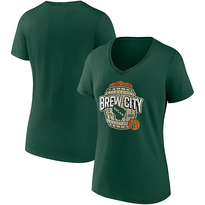 Wo Fanatics Hunter Milwaukee Bucks Hometown Collection Brew City V-Neck T-Shirt