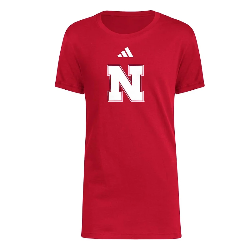 Youth adidas Nebraska Huskers 2023 Sideline Locker Room Logo Fresh T-Shirt