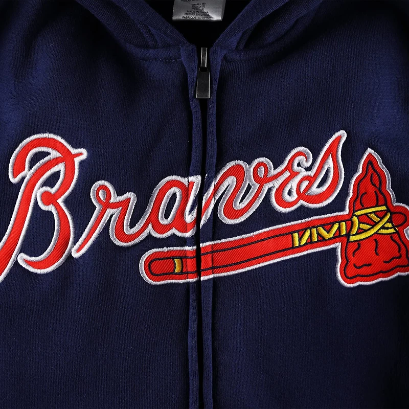 Youth Atlanta Braves Wordmark Full-Zip Fleece Hoodie