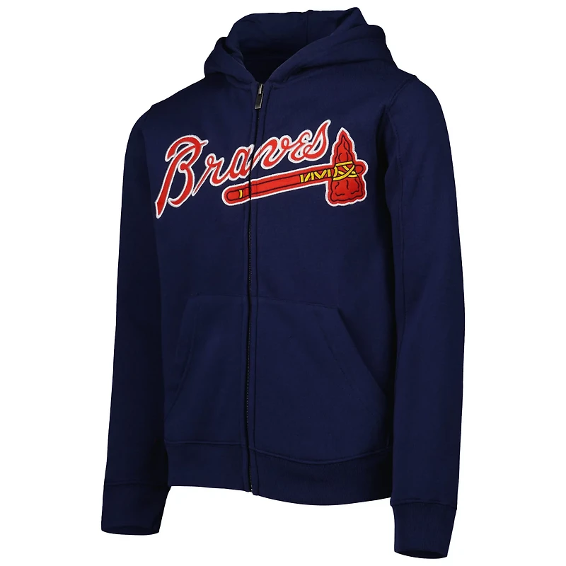 Youth Atlanta Braves Wordmark Full-Zip Fleece Hoodie